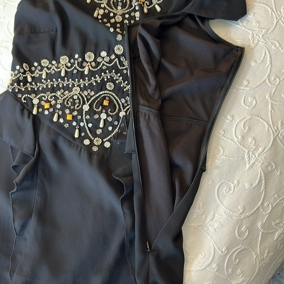 Anthropologie Vineet Bahl Black Beaded Cameo Peplum Dress 2P - Picture 10 of 13